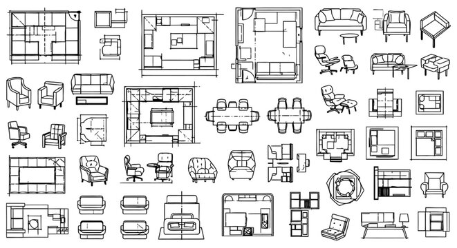 architectural furniture and interior design floor plans cad blocks a collection of elements