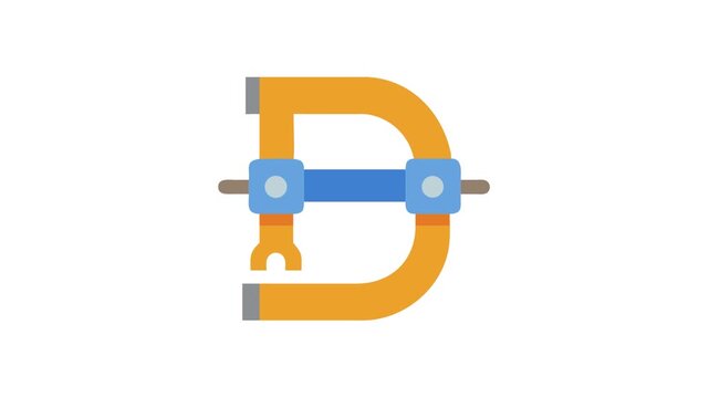 Isolated orange clamp illustration against solid White Background rendering