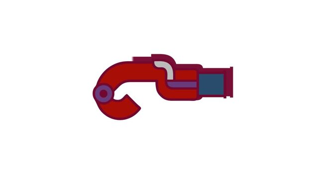 Stylized flat graphic illustration of a mechanical hook device