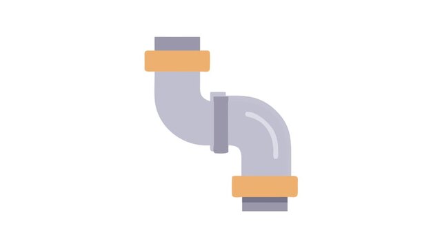 Gray industrial pipeline with orange connection rings on White