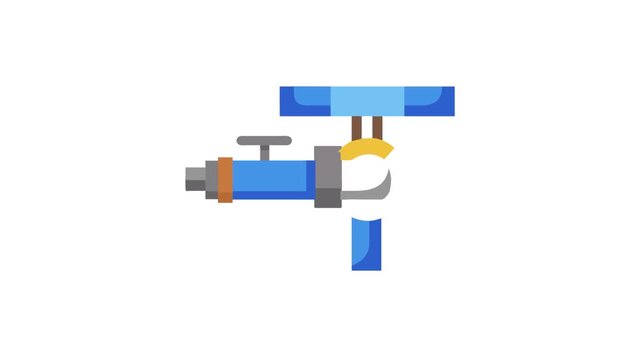 Isolated blue water pipe icon with handle on White Background