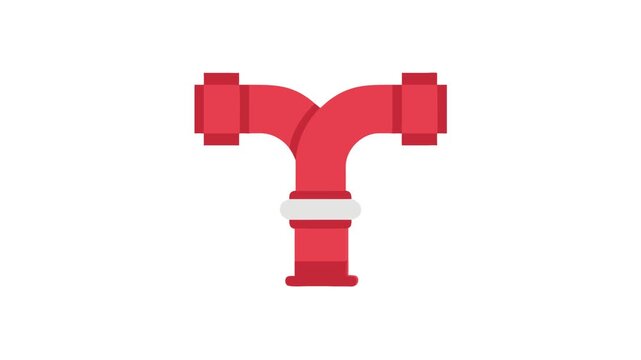 Red pipe with Y split on a White Background