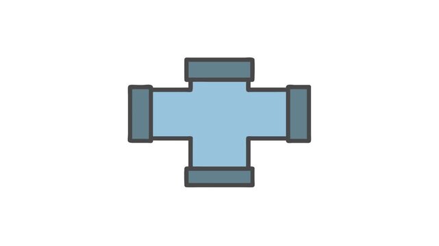 Blue pipe fitting on White Background for plumbing projects