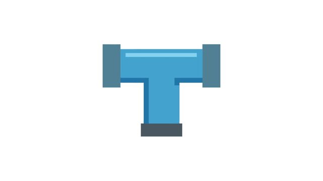 Isometric blue pipe T-junction isolated on White Background