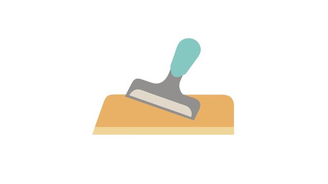 Flat vector icon of trowel and plaster board tool