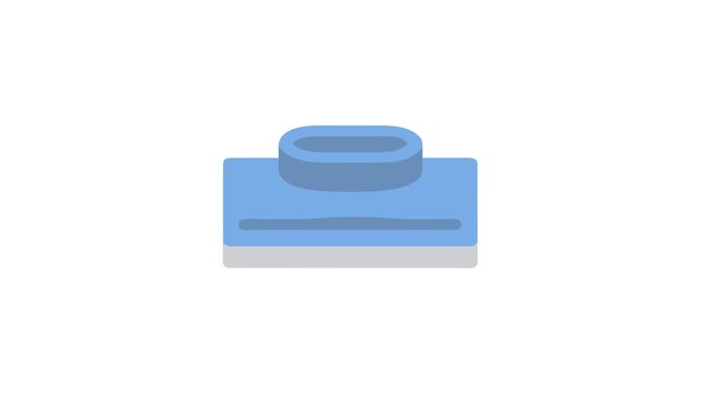 Isometric blue stamp in flat design on White Background