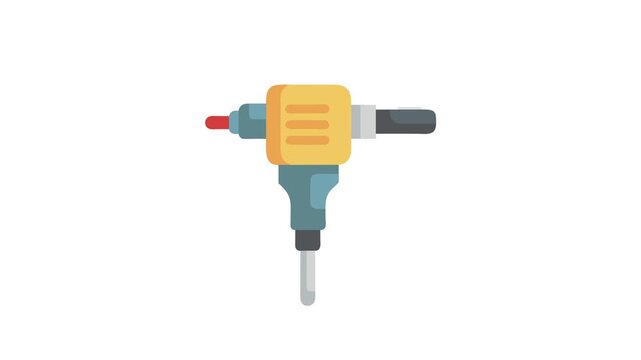 Simple flat vector illustration of jackhammer on White Background