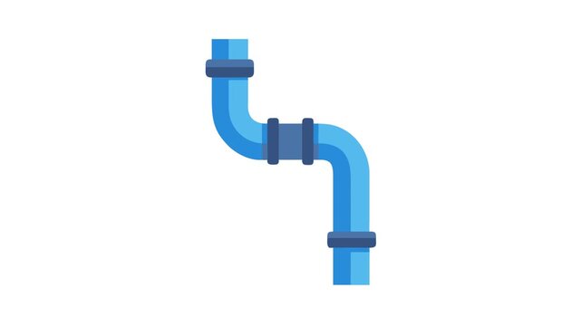 Blue pipeline flat vector icon isolated on White Background