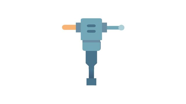 Flat illustration of an industrial jackhammer on White Background
