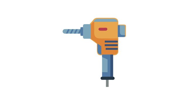 Flat vector illustration of an electric demolition jackhammer drill