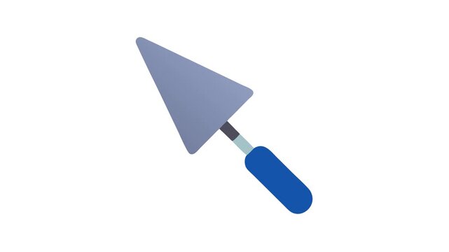 Isolated blue pointing trowel tool against stark black backdrop