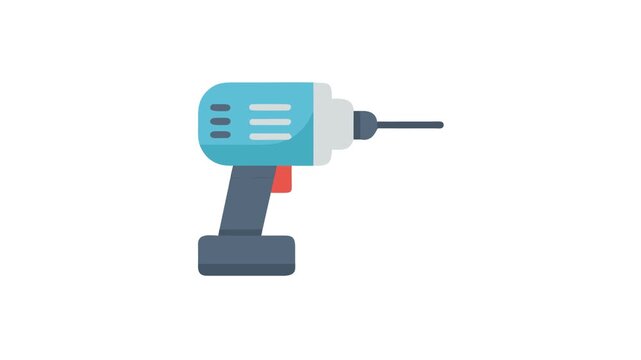 Flat vector illustration of blue and gray power drill