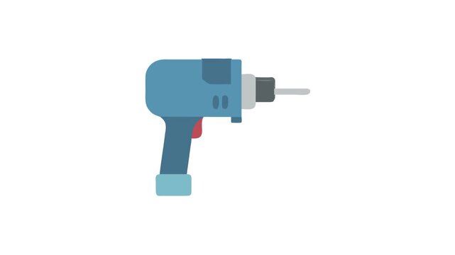 Flat design illustration of a blue electric drill isolated