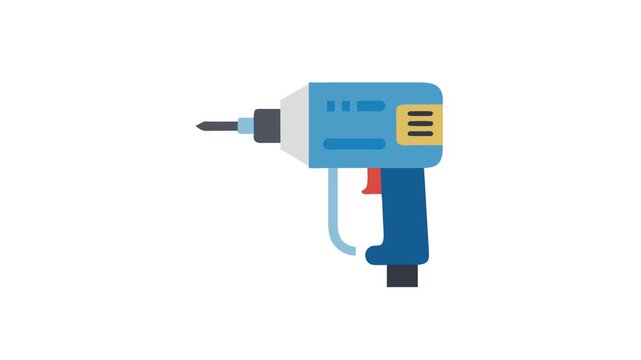 Flat design illustration of an electric drill on White Background