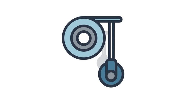 Stylized flat vector icon of pulley system mechanism