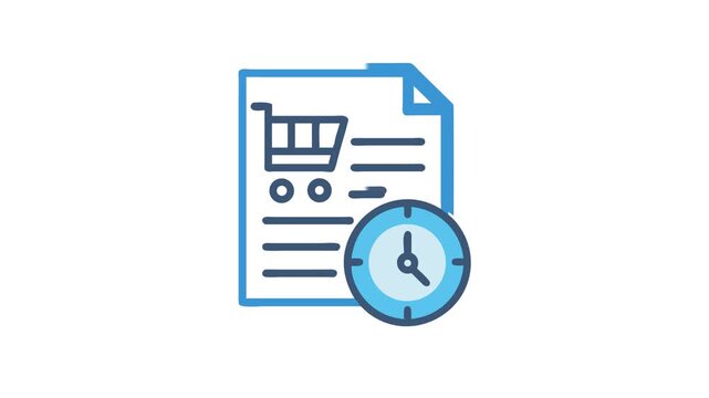 Online shopping list with delivery time clock icon