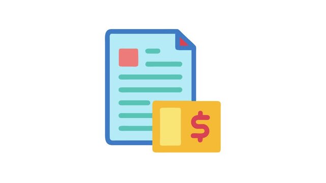 Financial document and currency flat design vector icon illustration
