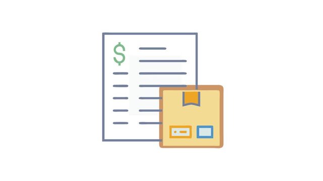 Digital illustration of invoice and package delivery icon
