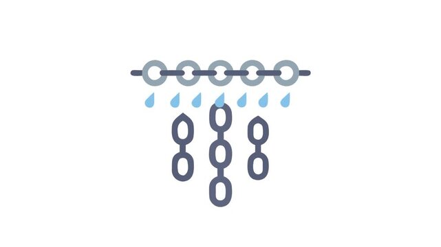 A digital illustration of chain links with falling raindrops
