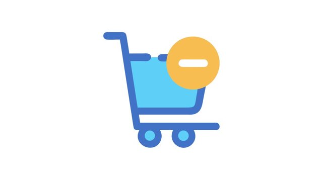 Remove item from blue shopping cart graphic on White