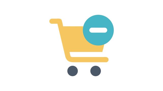 Shopping cart with remove item icon, vector illustration