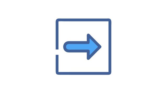 Blue arrow pointing right inside a square icon on White