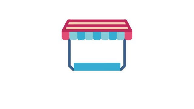 Stylized market stall illustration on a clean White Background