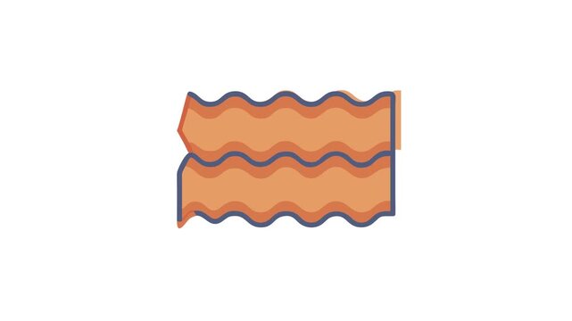 Crispy cartoon bacon strip illustration on a White Background