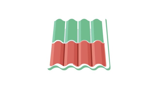 Wavy roofing tile illustration on a solid White Background