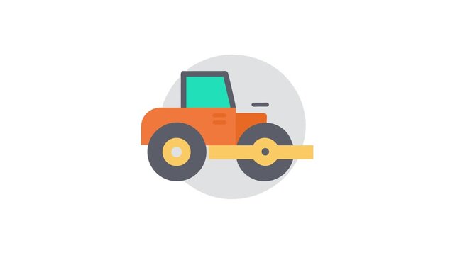 Simple graphic of a road roller paving equipment machine