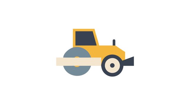 Road roller icon illustration in flat design style