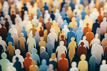 Obraz premium Crowd of paper cutouts representing diverse people working together for a common purpose in a community setting