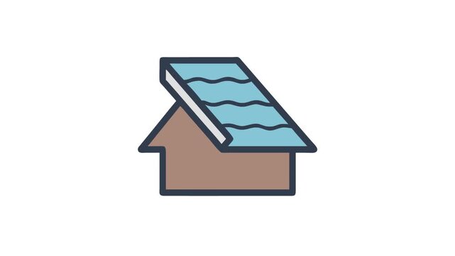 Simple flat icon illustration of a house roof repair