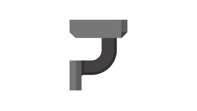 Gray drain pipe illustration on solid White Background icon