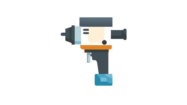 Isolated flat illustration of power drill on White Background