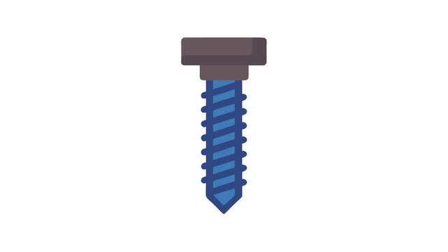 Isolated blue screw on White Background simple illustration
