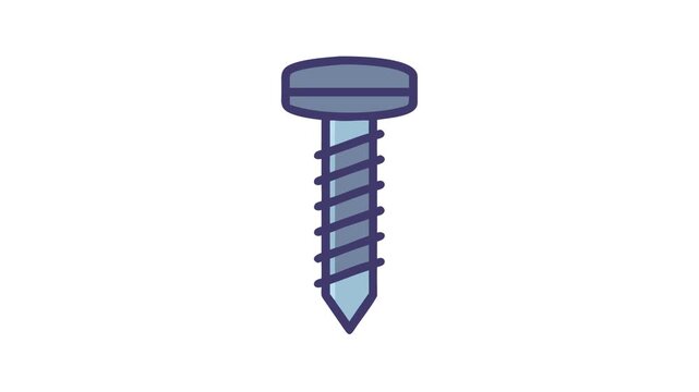 Blue cartoon screw on White Background digital illustration