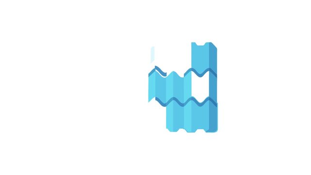 Blue Corrugated Roofing Sheet Flat Icon Against White Background