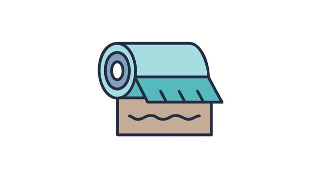Vector illustration of wallpaper roll installation on White Background
