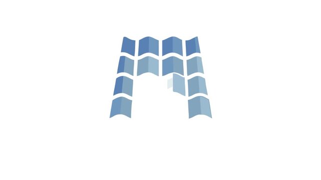 Illustration of wavy roof tiles in blue hues, isolated