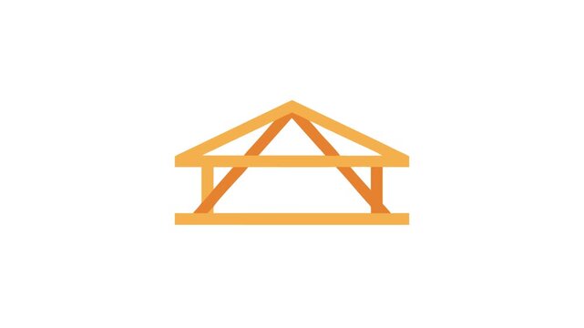 Graphic illustration of wooden roof construction against White Background