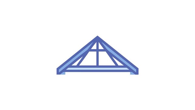 Blue truss framework on White Background represents structure design