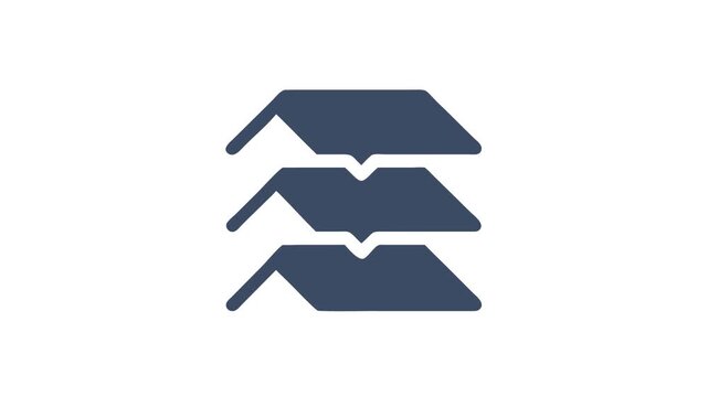 Abstract Stacked Shapes in Flat Design on White Background