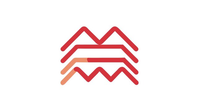 Stylized mountain range in minimalist coral and black design