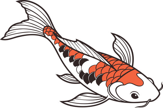 Realistic Koi Fish Swimming Illustration. Japanese Koi Fish Pond Nature Scene. Realistic Koi Fish Water Movement Art. Koi Fish Symbol Of Luck And Prosperity. Colorful Koi Fish Aquatic Animal Design.
