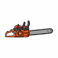 Naklejka premium An orange chainsaw with black accents.
