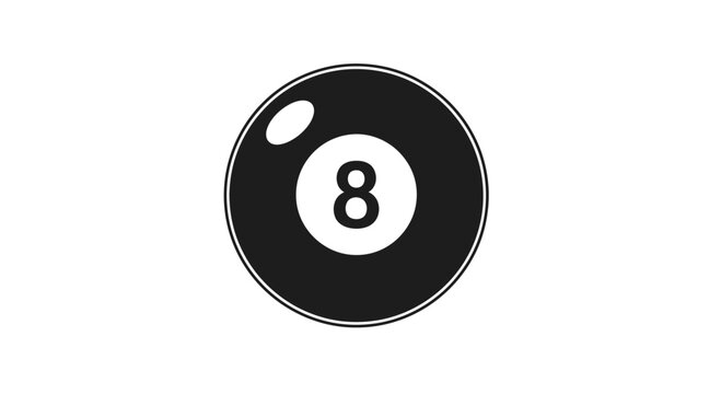 Black Eight Ball with White Number - Pool Game Equipment