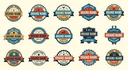 Obraz premium Collection of Vintage Brand Name Labels and Badges.
