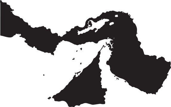 Strait of Hormuz Map of Middle East and North Africa region  geographic illustration