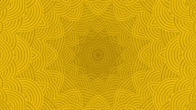 Golden mandala tunnel pattern with smooth radial geometry and repeating layers. Seamless loop background perfect for motion graphics, luxury design, and hypnotic visuals.